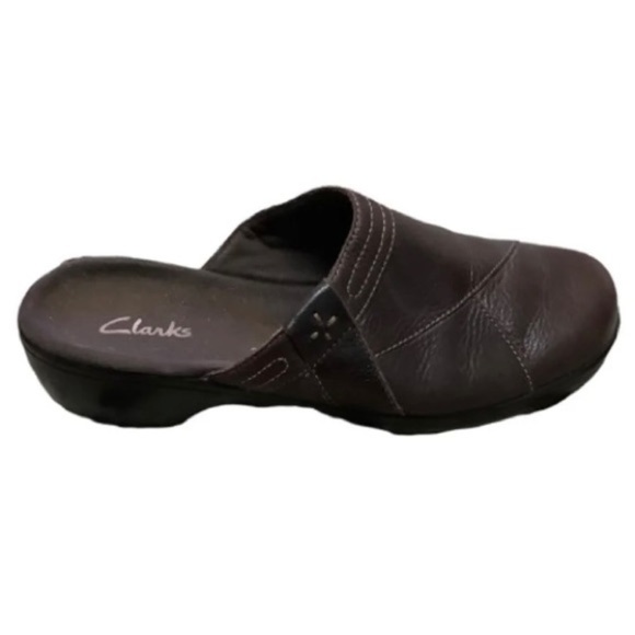 Clarks Shoes - CLARKS Women's Brown Leather Comfort Slip On Everyday Shoes-Size 8M